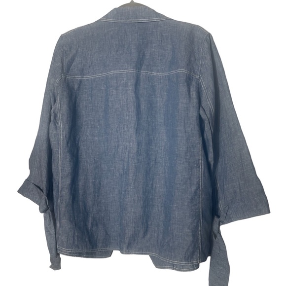 Lafayette 148 New York Grant Open Front Italian linen jacket. Jean blue. Size M - Picture 8 of 11